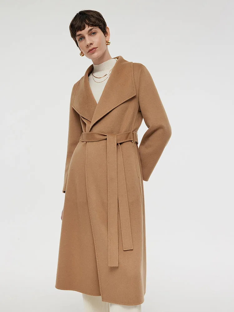 100% Cashmere Lapel Women Overcoat