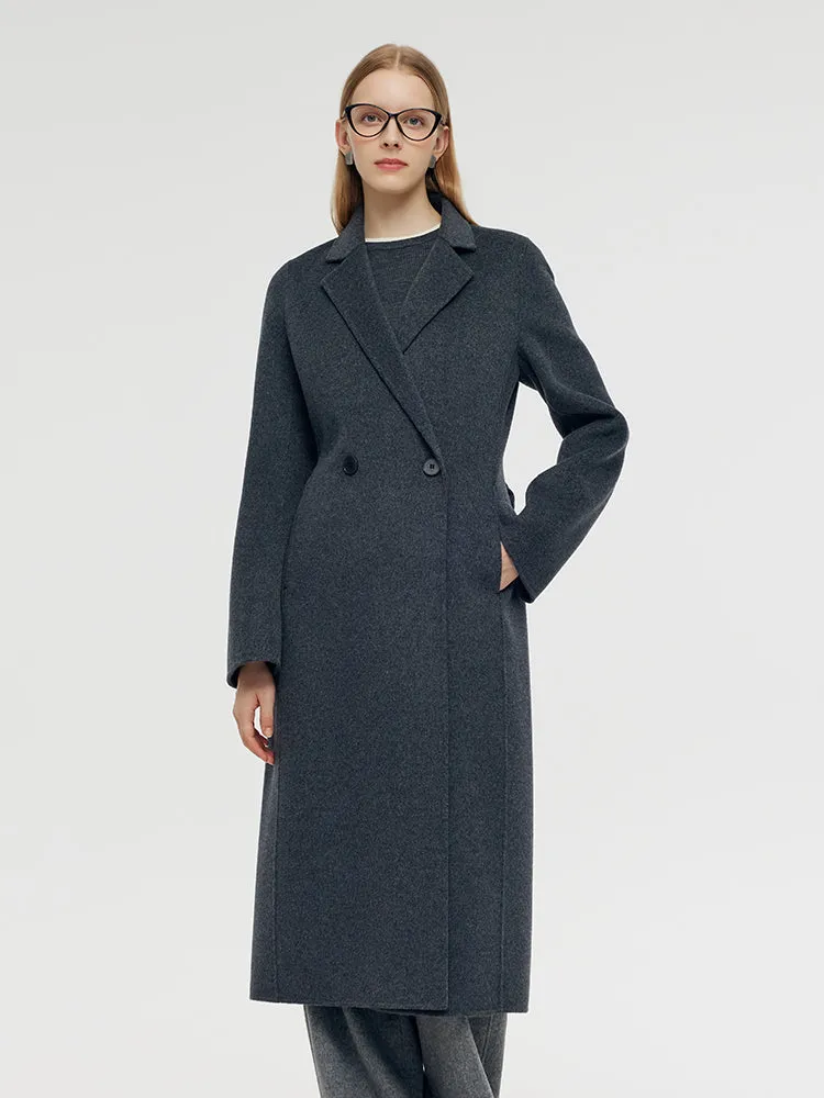 100% Wool Belted Women Overcoat