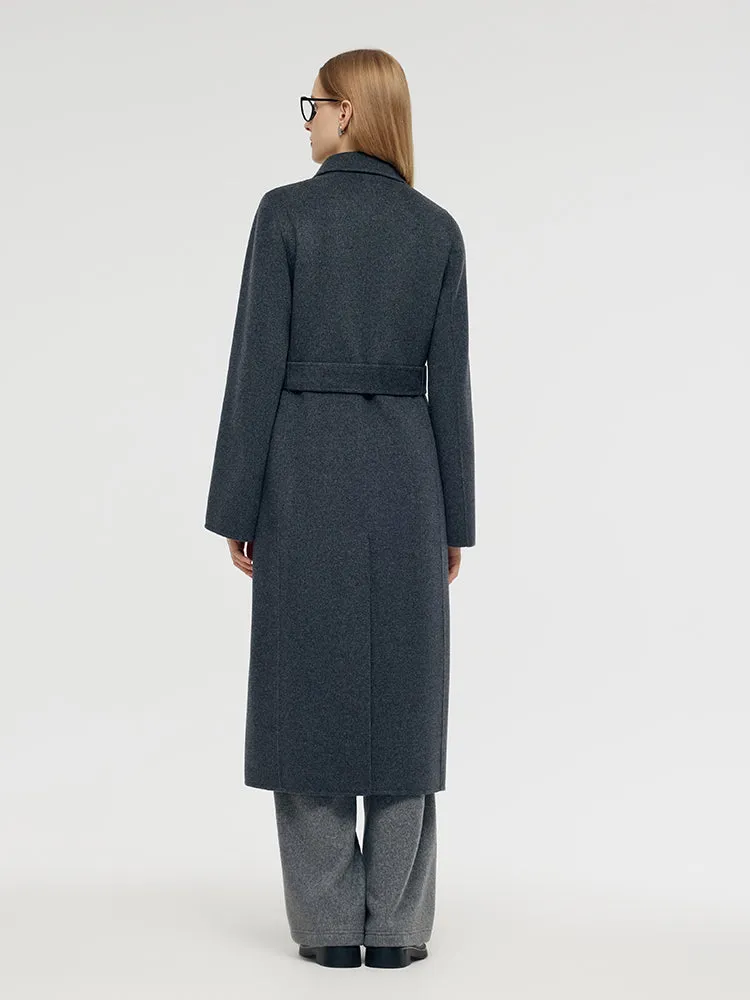 100% Wool Belted Women Overcoat