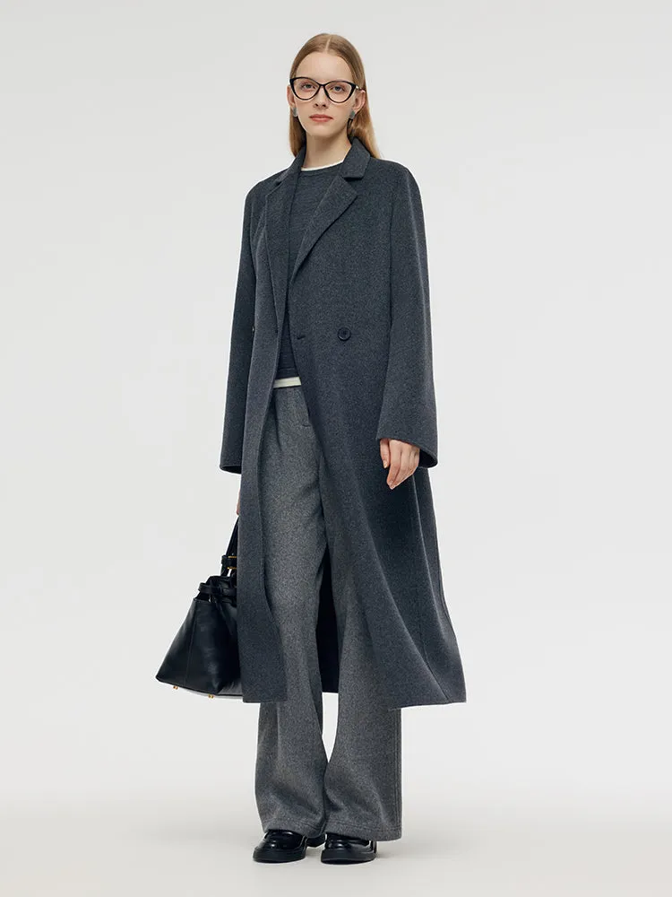 100% Wool Belted Women Overcoat