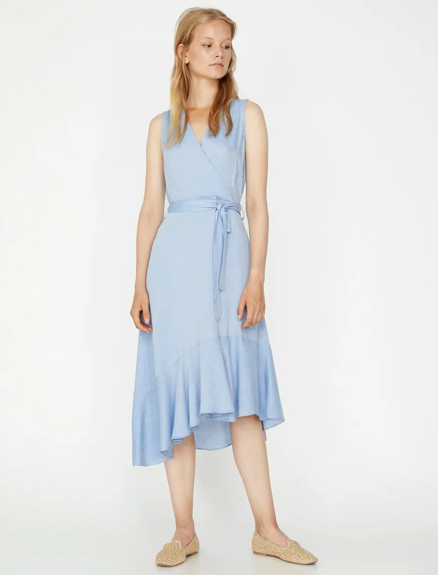 15054 Blue Wrap Dress