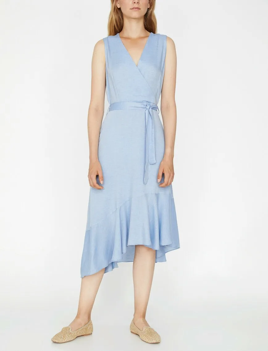 15054 Blue Wrap Dress