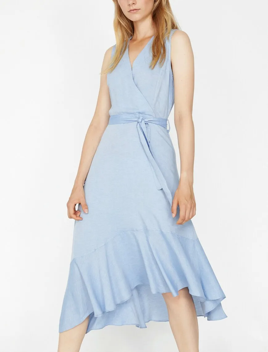 15054 Blue Wrap Dress