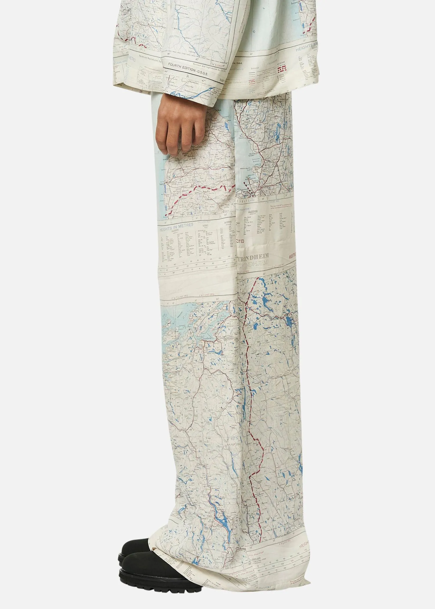 1950s SILK MAP TROUSERS AERONAUTICAL MAPS