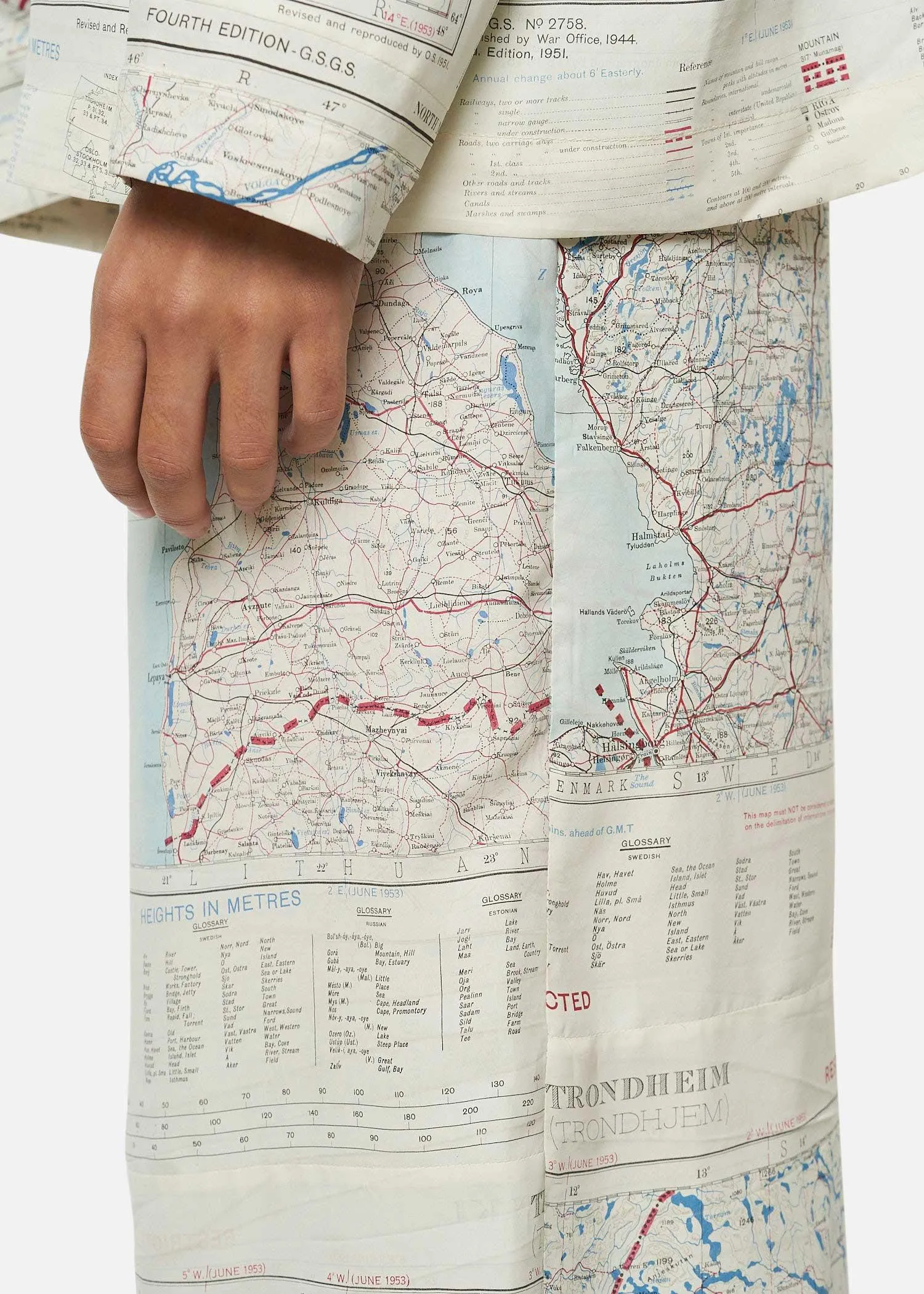 1950s SILK MAP TROUSERS AERONAUTICAL MAPS