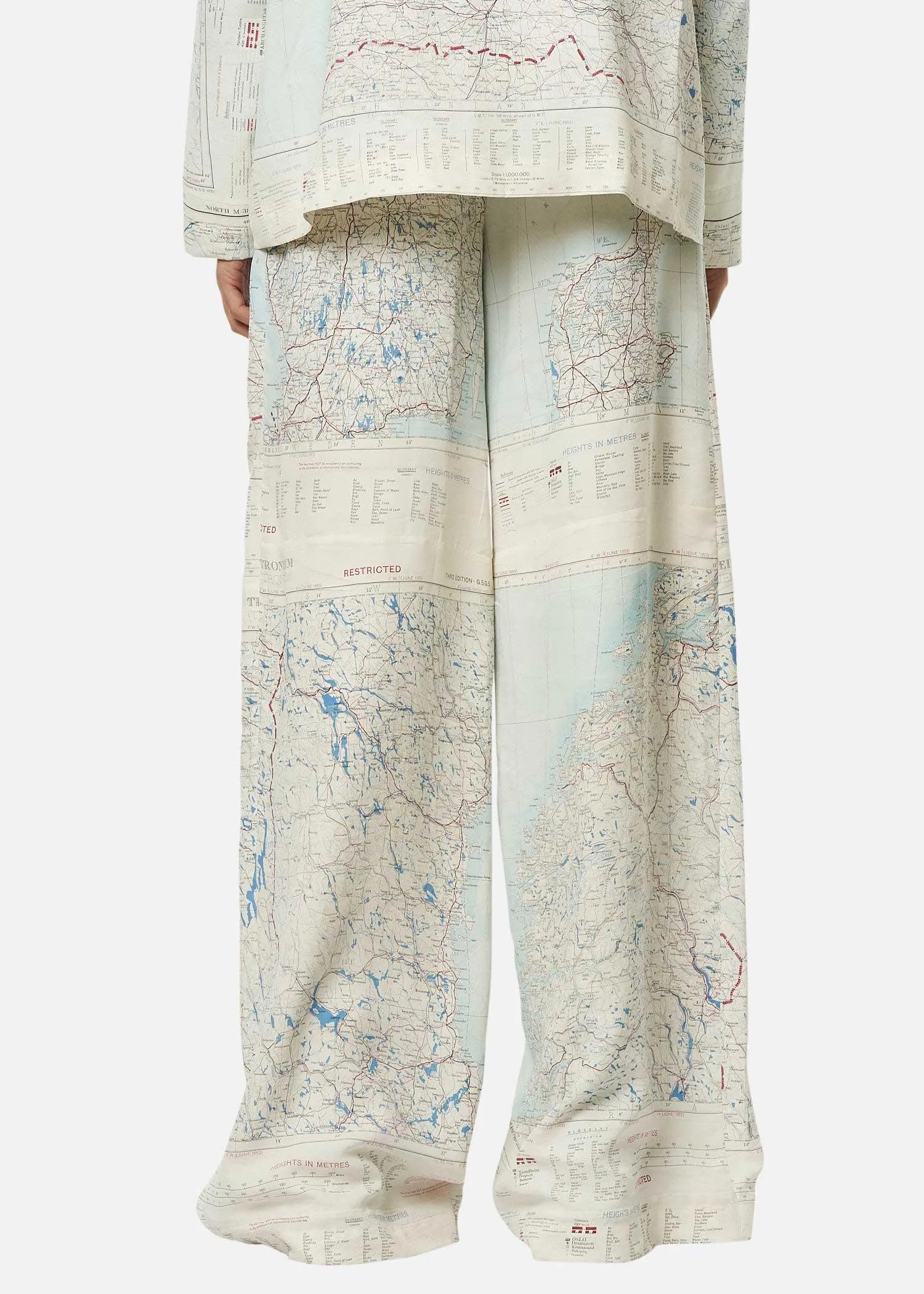 1950s SILK MAP TROUSERS AERONAUTICAL MAPS