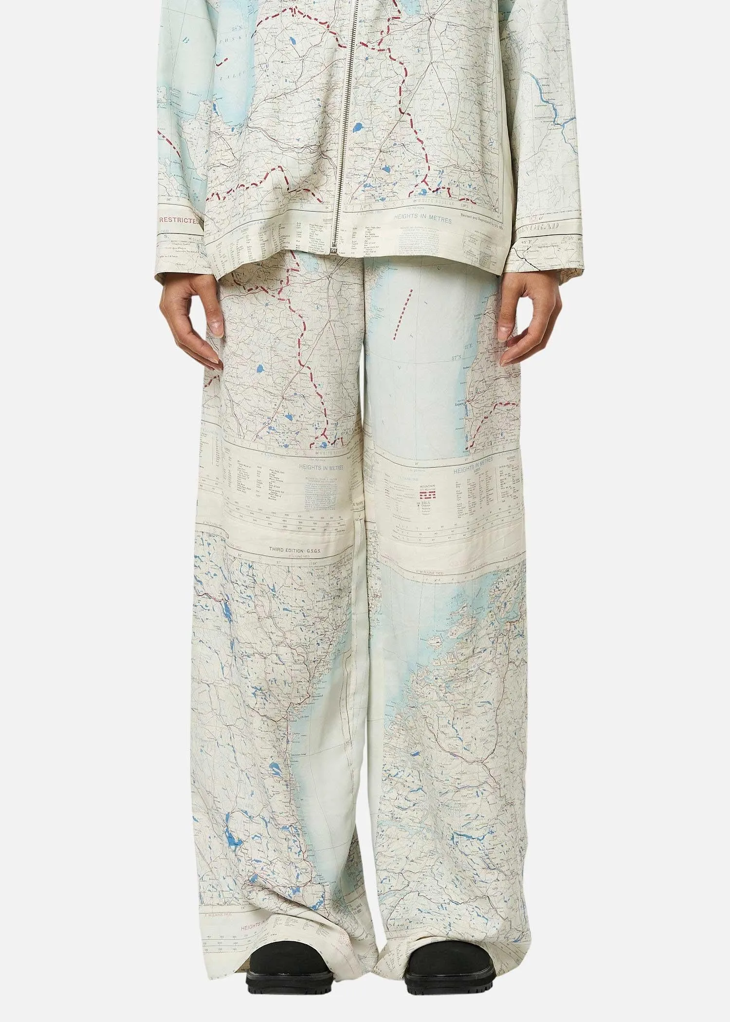 1950s SILK MAP TROUSERS AERONAUTICAL MAPS