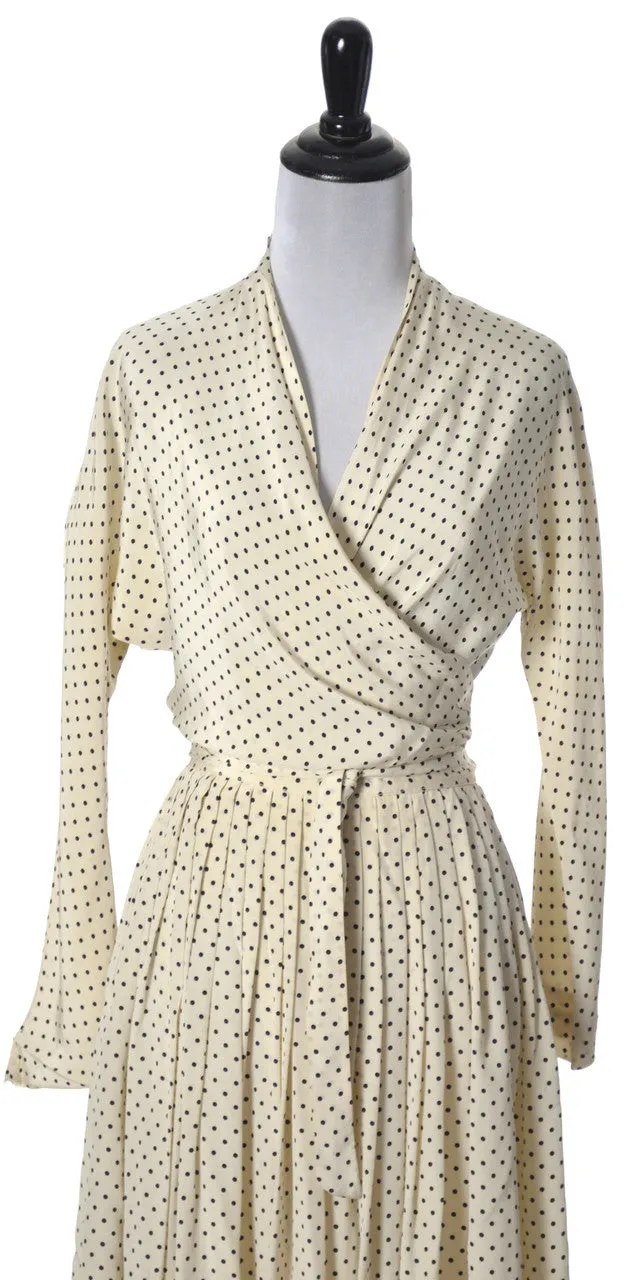 1950's Vera Maxwell 2 Pc Silk Polka Dot Dress Lord & Taylor