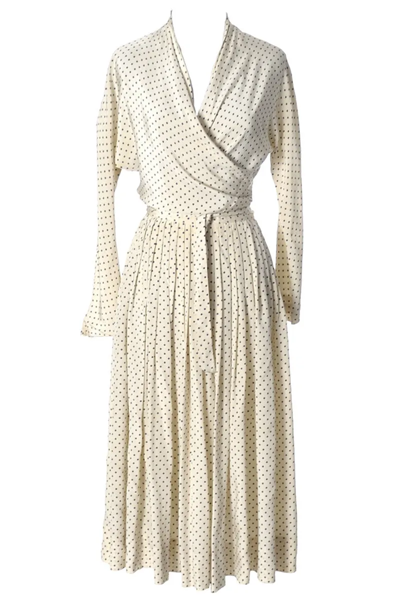 1950's Vera Maxwell 2 Pc Silk Polka Dot Dress Lord & Taylor