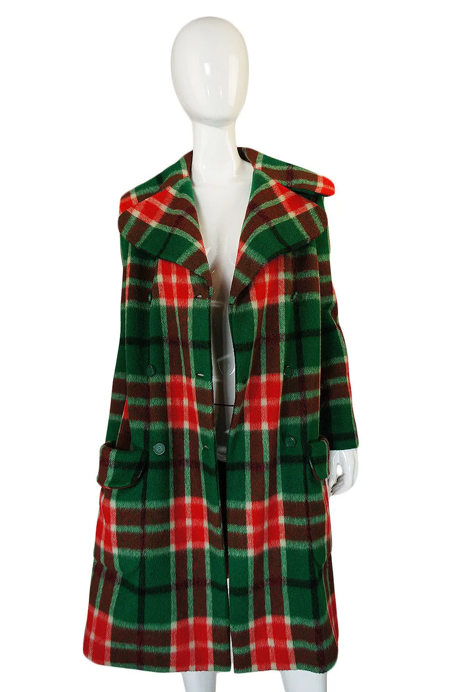 1960s Oscar de la Renta Plaid Wool Coat