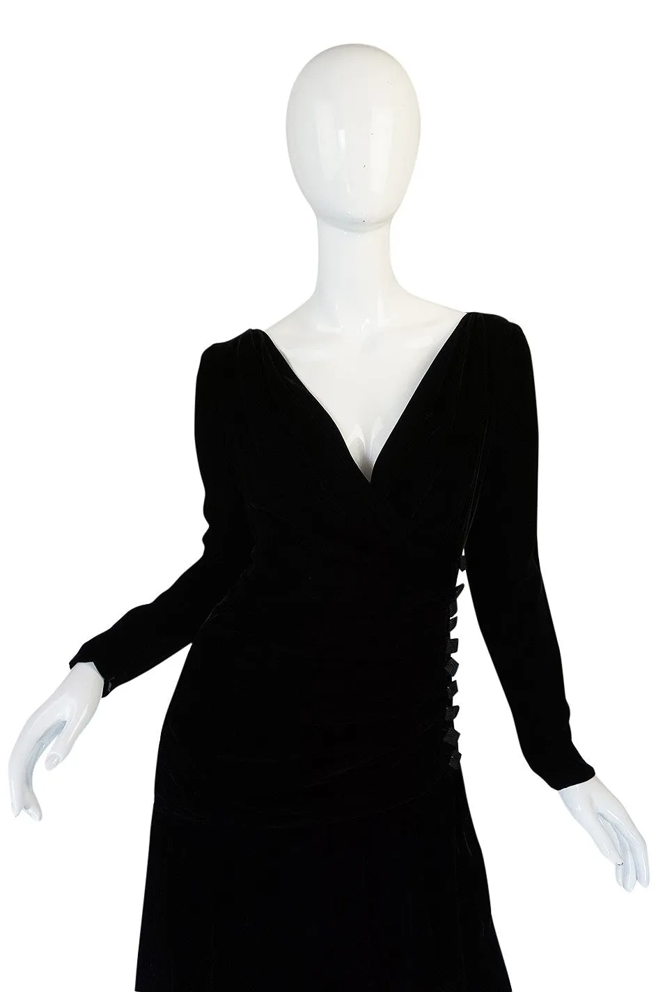 1970s Demi-Couture Black Velvet Tiered Lanvin Dress