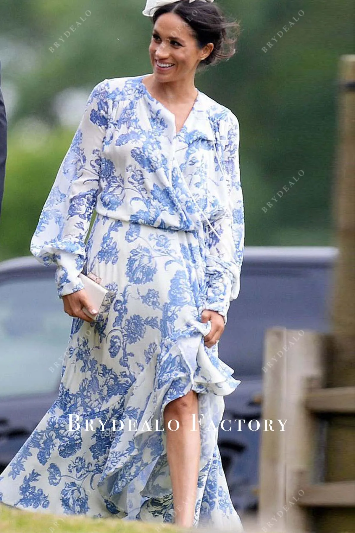 2018 First British Wedding As A Royal Meghan Markle Printed Dress