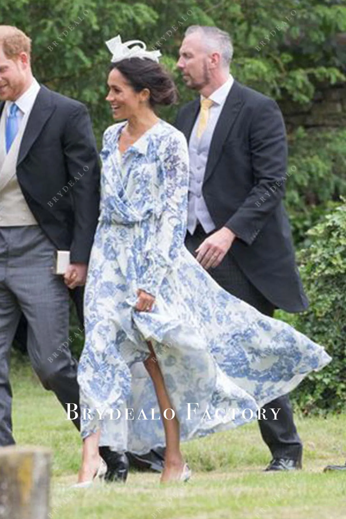 2018 First British Wedding As A Royal Meghan Markle Printed Dress