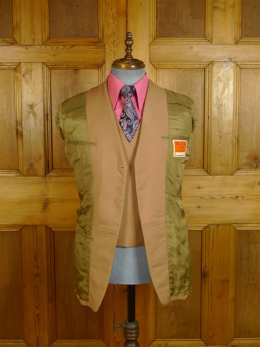 24/0902 ultra rare 1968 Mr. Fish Clifford St. Soho tan mohair 3-piece suit 37-38 regular