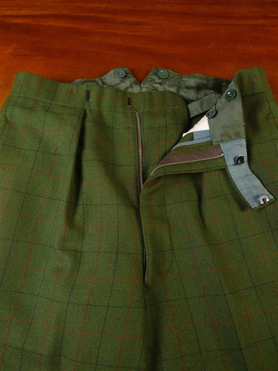 24/0975 immaculate vintage savile row bespoke green / red wp check 4-piece tweed shooting suit (2 pr breeks) 39 long