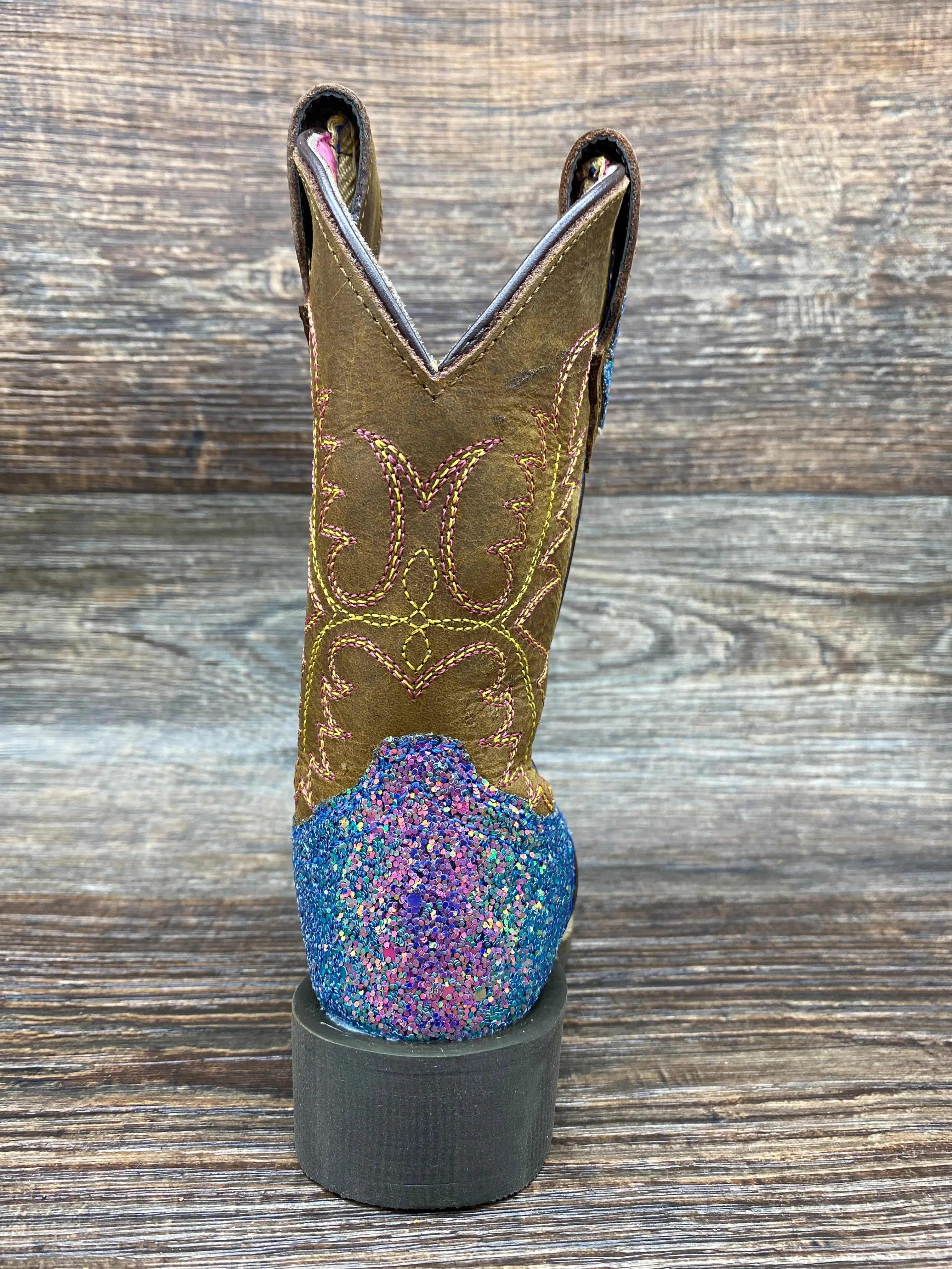 3077c Kid's Pastel Glitter Square Toe Western Boots by Smoky Mountain - 3077C Children's Sizes 8.5-3