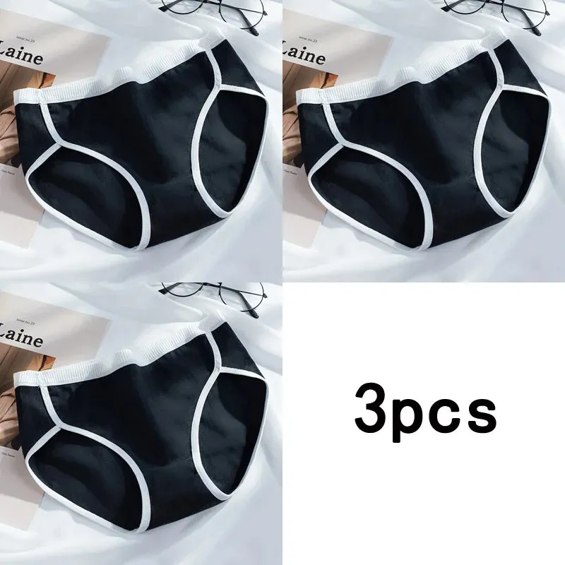 3PCS/Set Cotton Panties Women's Briefs Sexy Underpants Black White Female Linger Low Waist Underwear Women Pantys Lingerie S-L