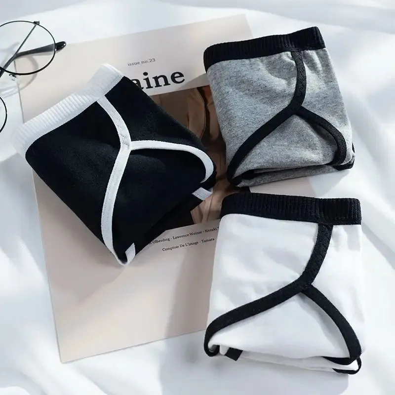 3PCS/Set Cotton Panties Women's Briefs Sexy Underpants Black White Female Linger Low Waist Underwear Women Pantys Lingerie S-L