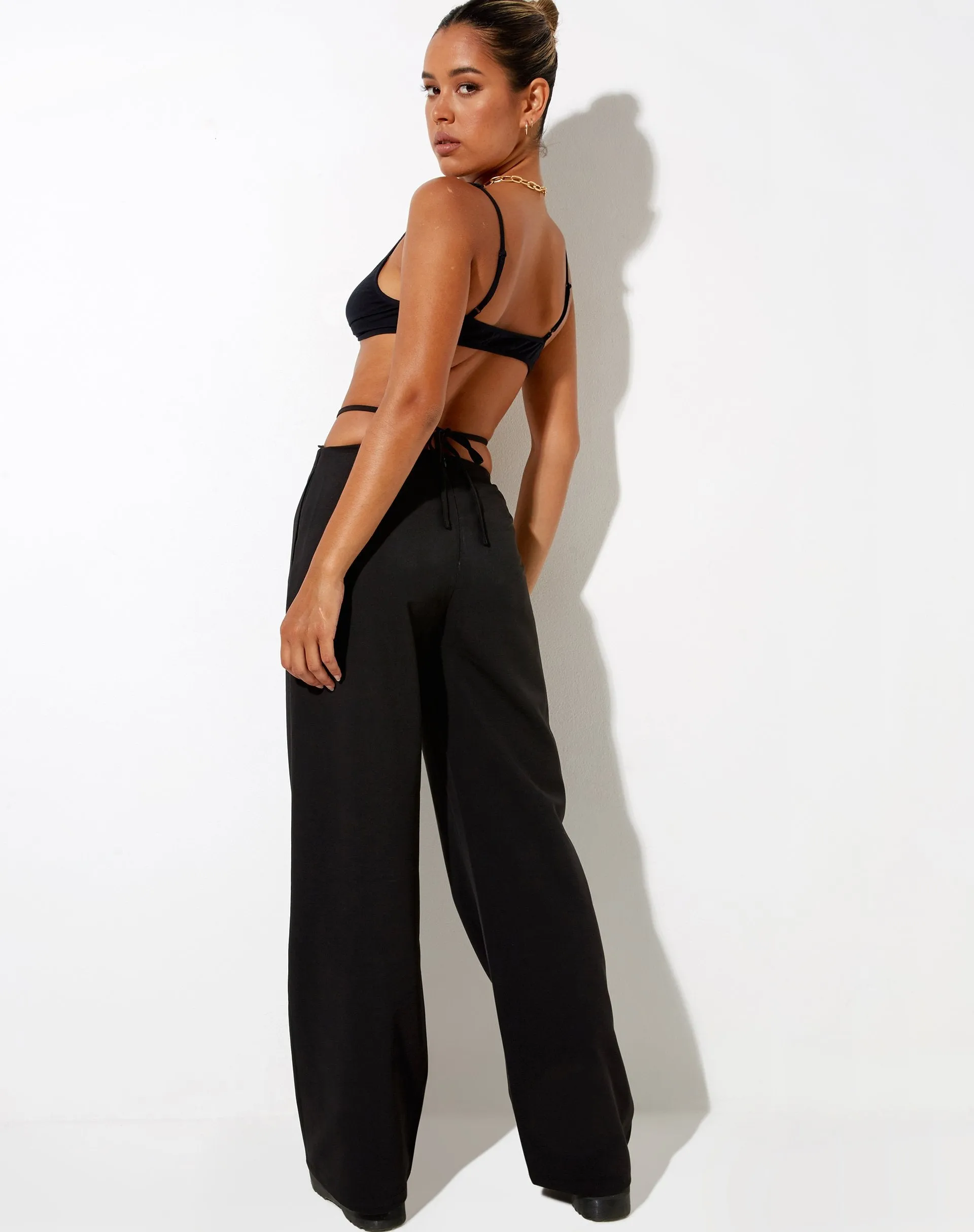 Abner Wide Leg Trouser in Black