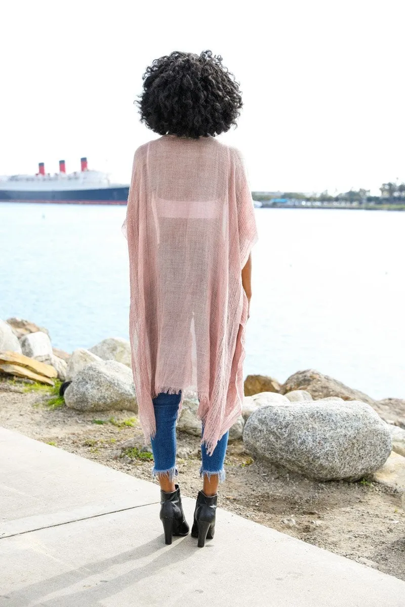 ADDIE SEQUIN BORDER MESH KIMONO