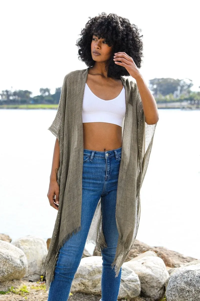 ADDIE SEQUIN BORDER MESH KIMONO