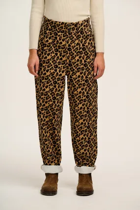 Addison - Tapered Twill Trousers in Leopard Print