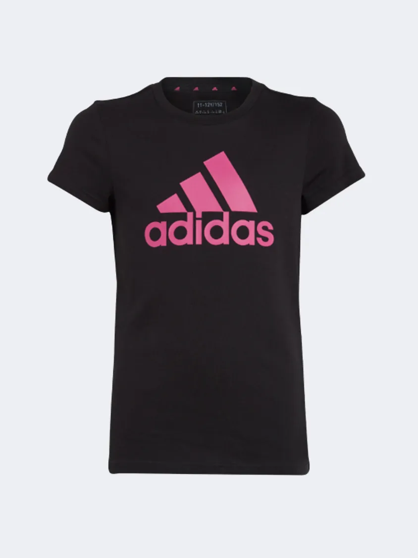 Adidas Essentials Big Logo Girls Sportswear T-Shirt Black/Pink