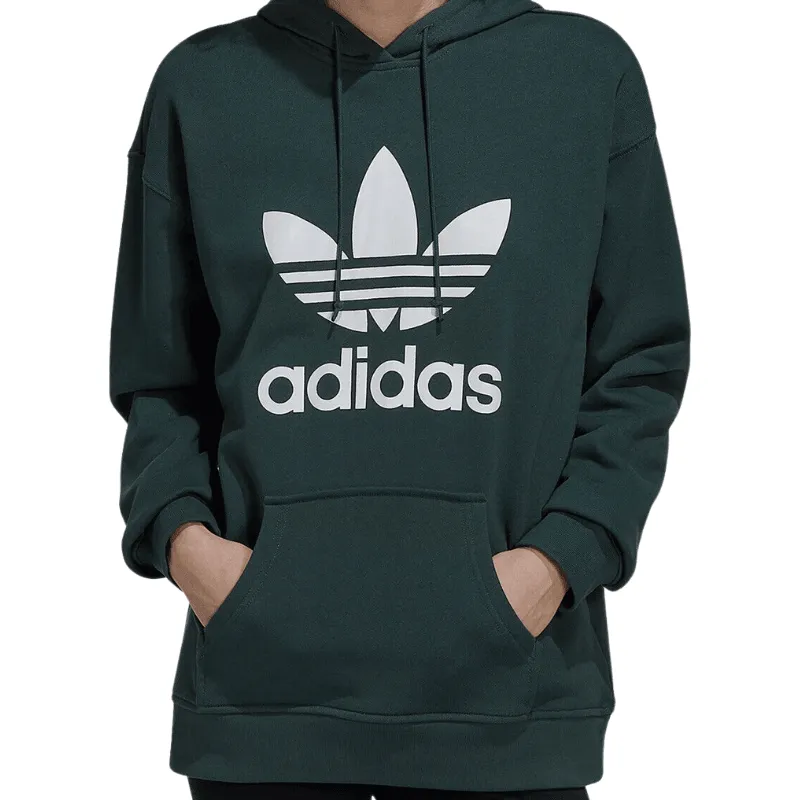 Adidas Womens Green Trefoil Hoodie Mineral Green