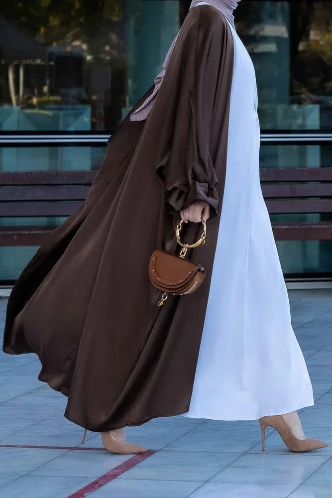 Aishia slip dress for abaya with front knot details in white