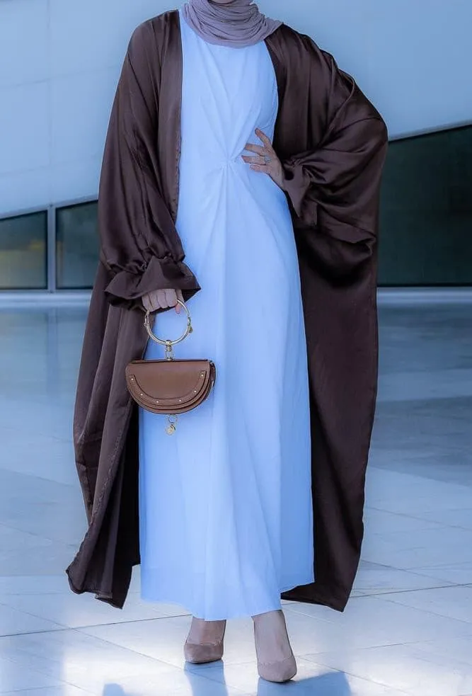 Aishia slip dress for abaya with front knot details in white