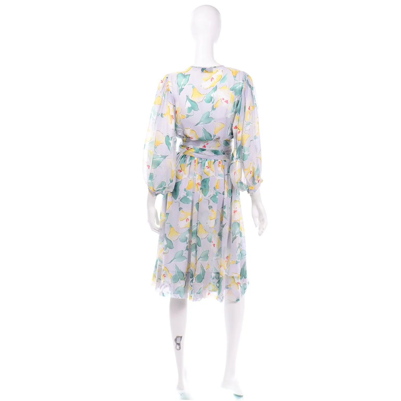 Albert Nipon Vintage Abstract Pastel Floral Dress