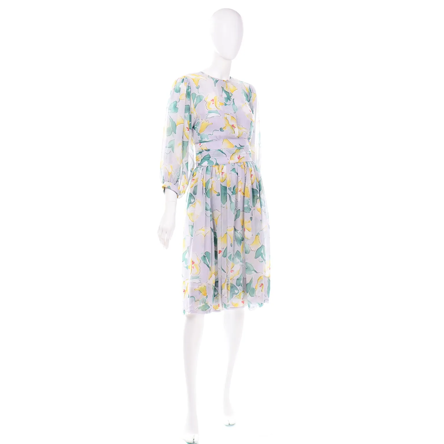 Albert Nipon Vintage Abstract Pastel Floral Dress