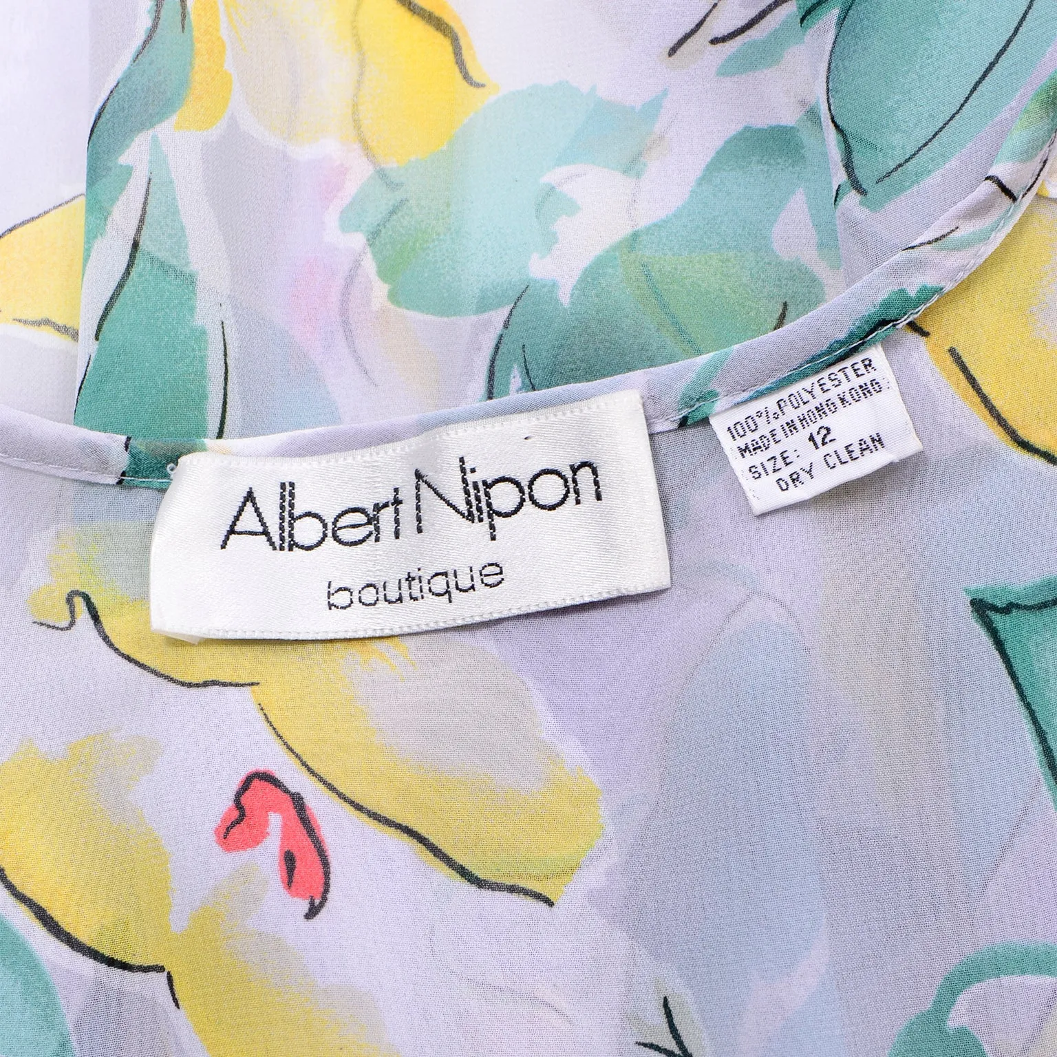 Albert Nipon Vintage Abstract Pastel Floral Dress