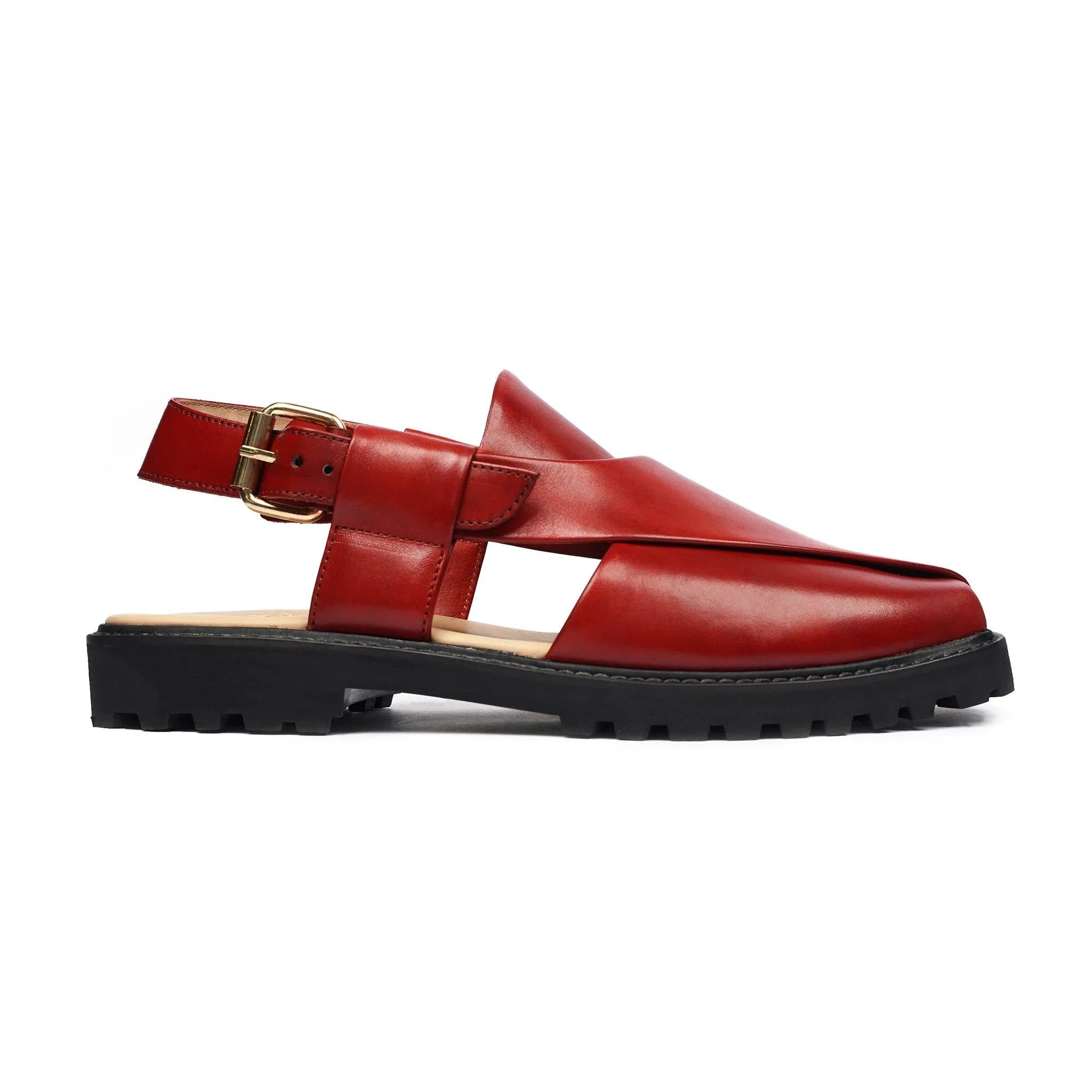 Alija - Men's Oxblood Calf Leather Sandal