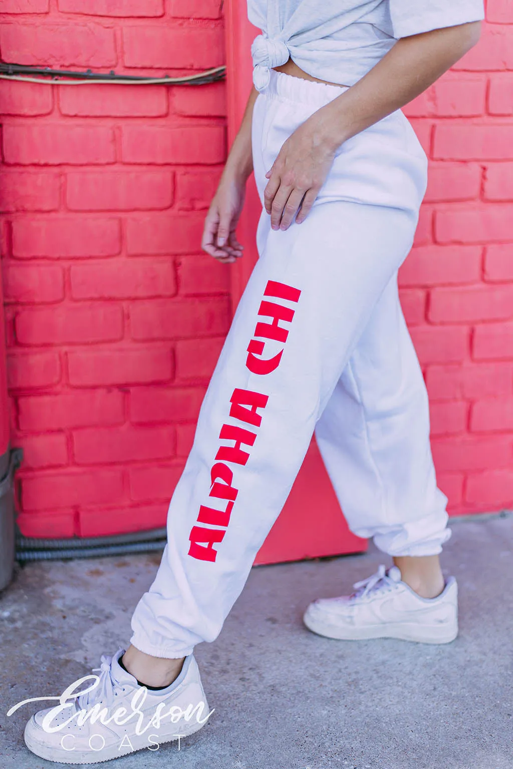 Alpha Chi Bold PR White Joggers