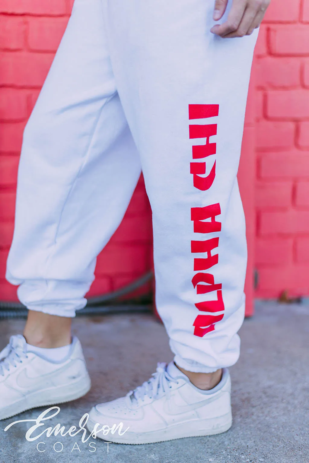 Alpha Chi Bold PR White Joggers