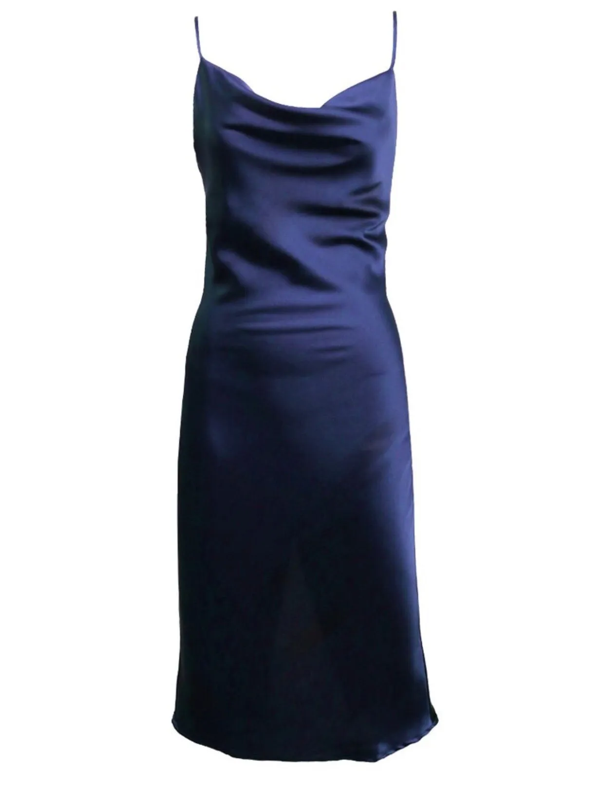 Angelina navy satin dress