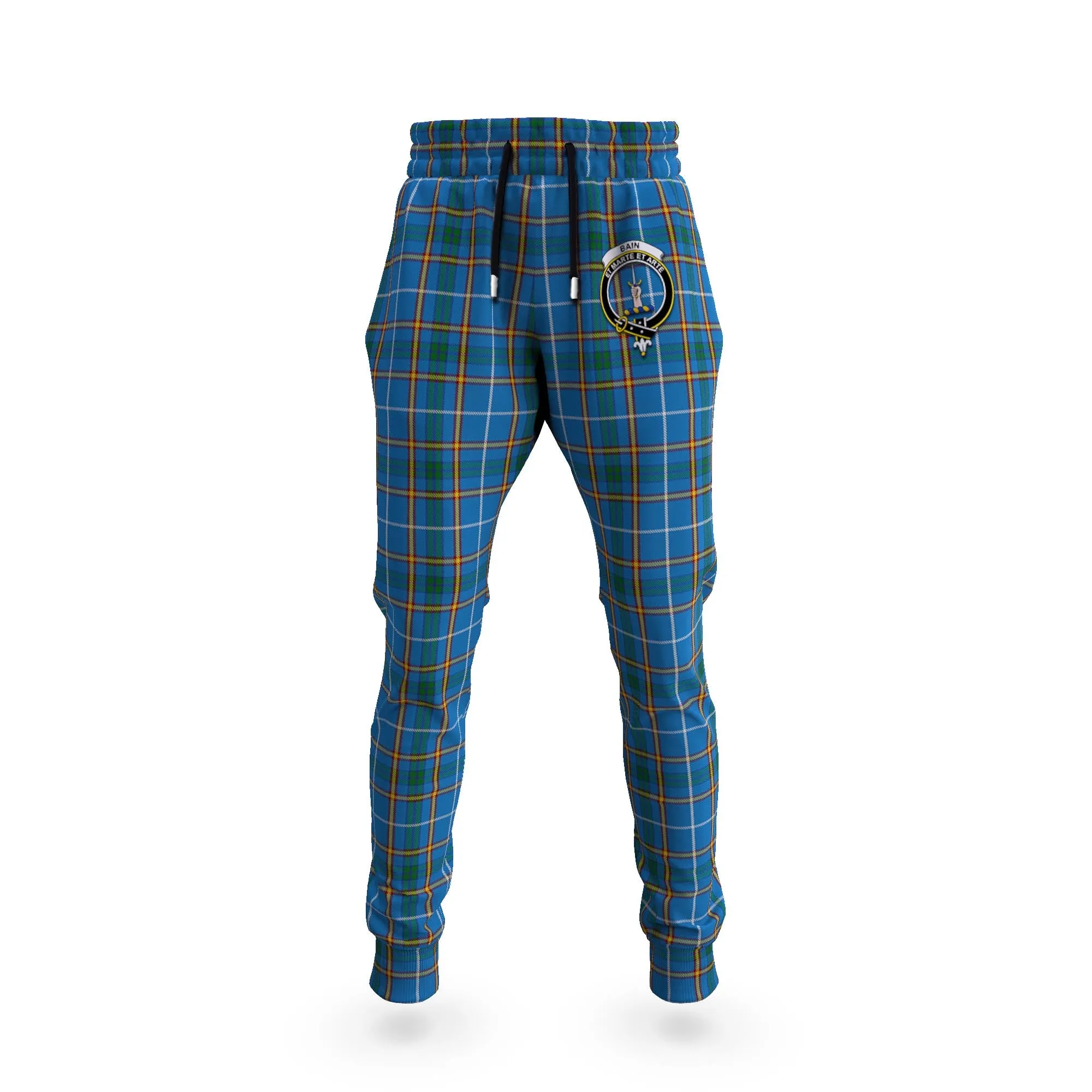 Bain Tartan Joggers Pants with Family Crest