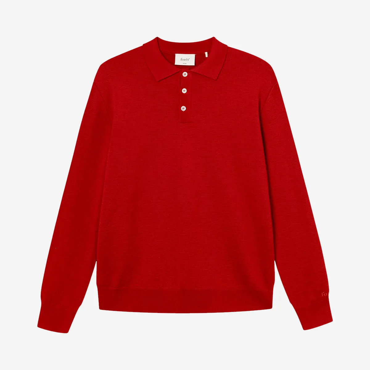 Base Merino Knit L/S Polo - Red