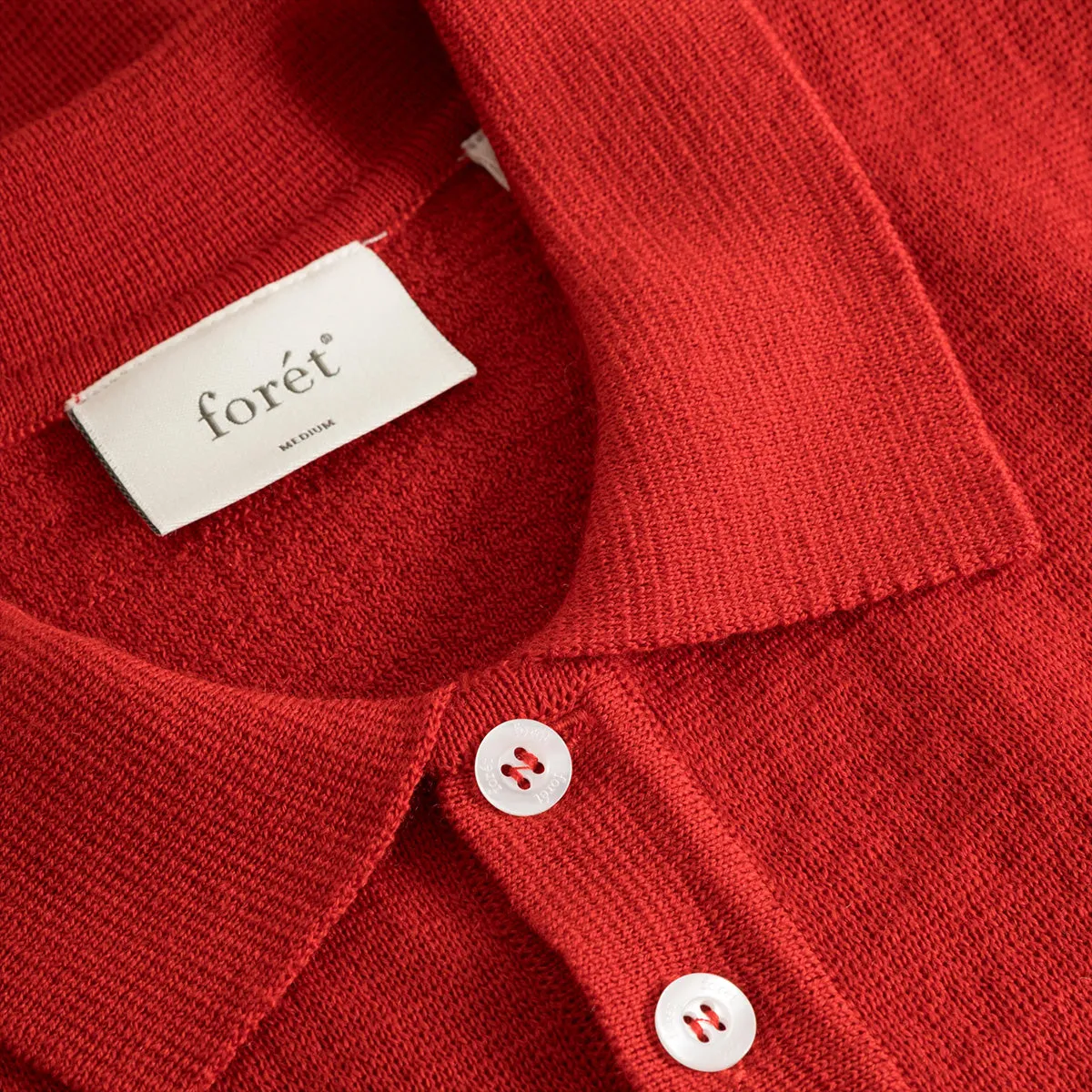 Base Merino Knit L/S Polo - Red