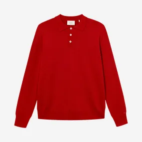 Base Merino Knit L/S Polo - Red