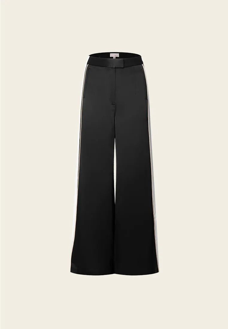 Black Golden-detailing Wide-Leg Trousers