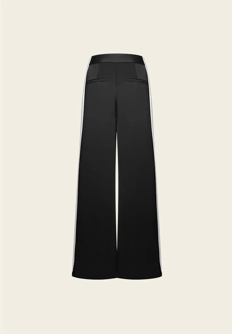 Black Golden-detailing Wide-Leg Trousers