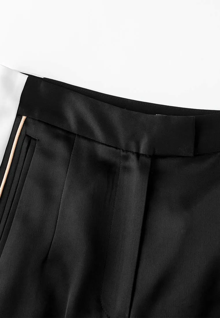 Black Golden-detailing Wide-Leg Trousers