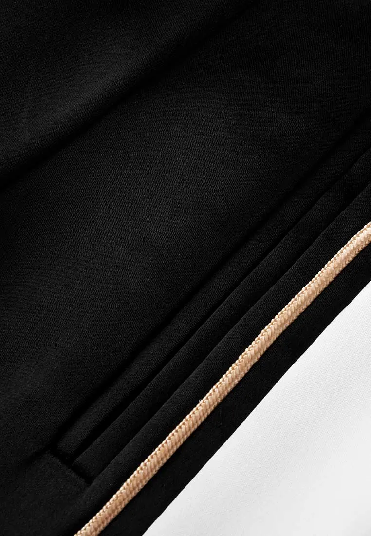 Black Golden-detailing Wide-Leg Trousers