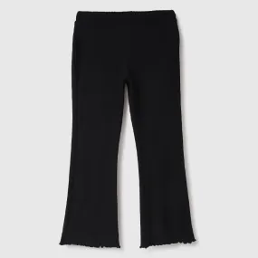 Black Ribbed Regular Fit Trousers