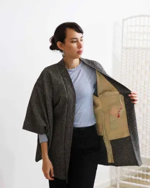 Black Tsubaki Shibori Kimono Jacket