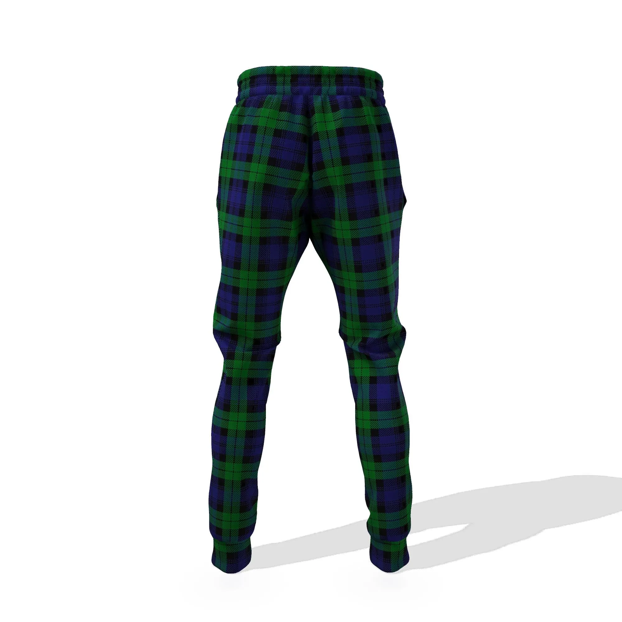 Black Watch Tartan Joggers Pants with Family Crest