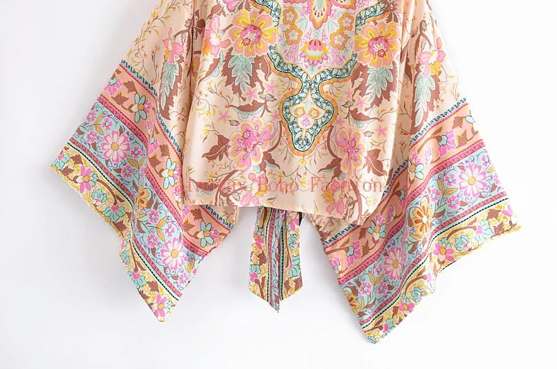 Boho Floral Wrap Kimono Tops