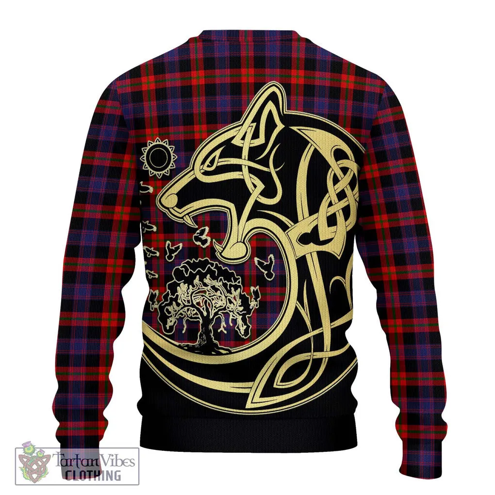 Brown (Broun) Tartan Ugly Sweater with Family Crest Celtic Wolf Style